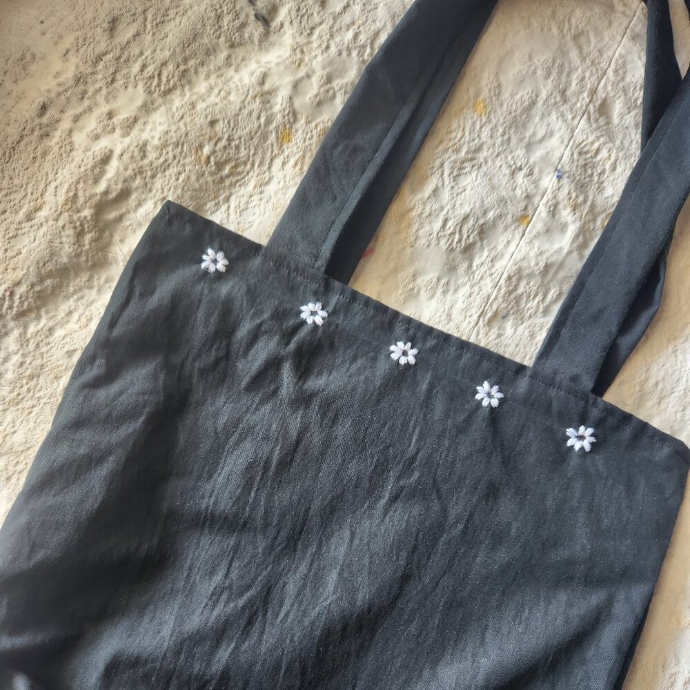 Handmade embroidered reversible tote bag